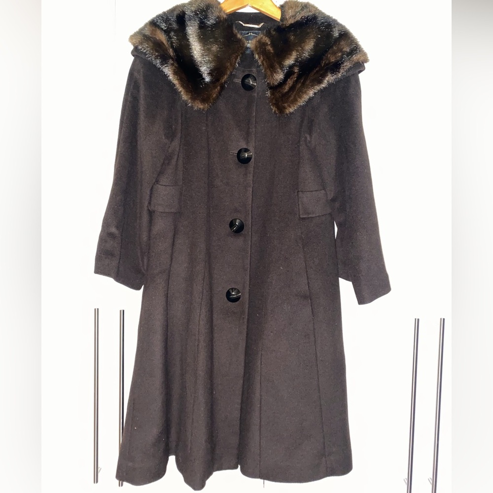 Vintage Style 1 Madison Limited Collection Dark Brown Cape Wool Coat